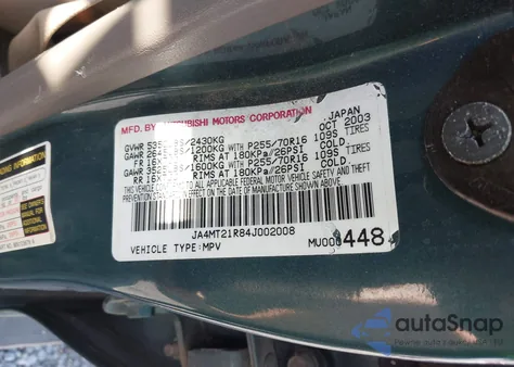 2004 Mitsubishi Montero Sport Ls from USA, damaged, VIN JA4MT21R84J002008